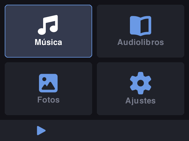 Navigating the player: music, the play screen, photos and audiobooks