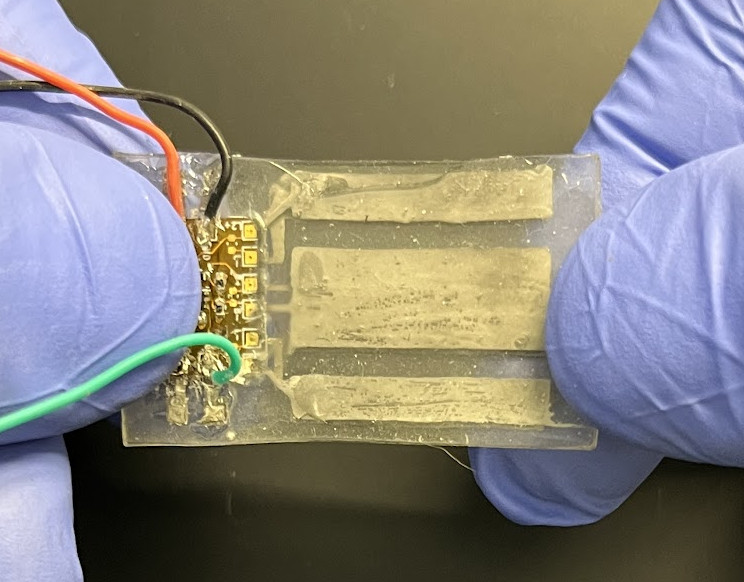 Figure 3. Fabricated twin-T sensor at zero strain. ©2025 IEEE